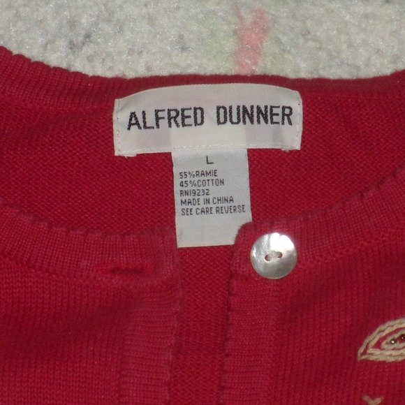 Alfred Dunner Women's Red Flower Embroidered Padded Cardigan Sweater Size Large - Picture 2 of 13